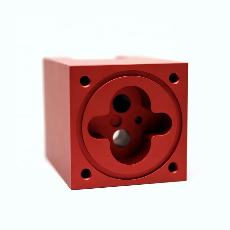 Customized Service Cnc Turning Machining Aluminium Sandblasting Red Anodized Block Parts