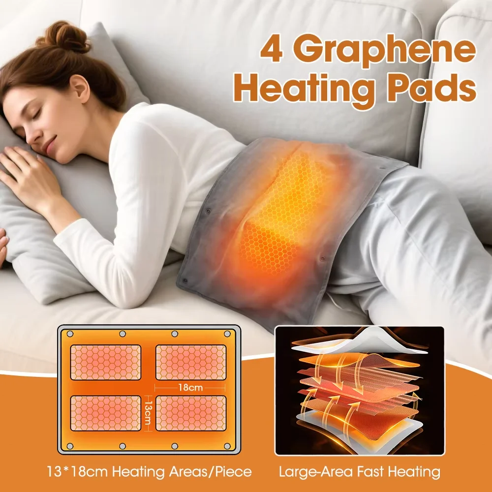Adjustable Temperature Graphene Hand Warmer with Four-sided Heating USB-powered Therapeutic Heating Pad Hand Warmer Pouch 4