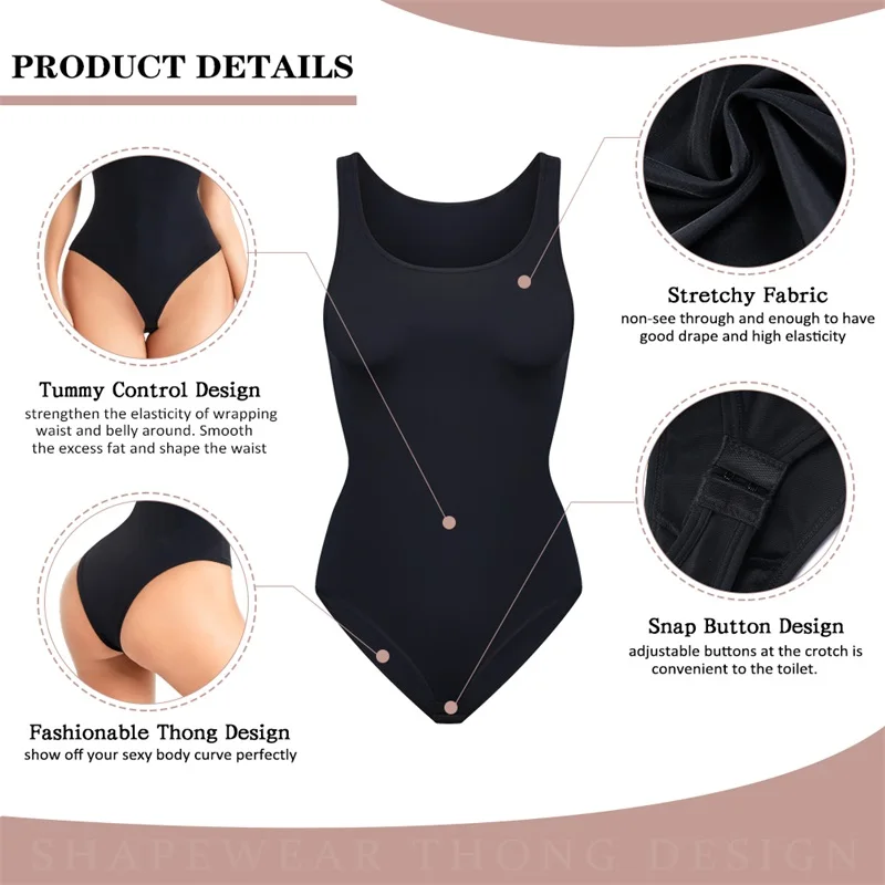 Hot Sale Plus Size Women Tummy Control Slim Body Seamless Panty Shapwear Thong Bodysuit High Waist Trainer Shaper details