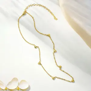 Simple Fashion Unisex Accessories 18K Gold-plated Small Heart Pendant Stainless Steel Necklace Clavicle Chain