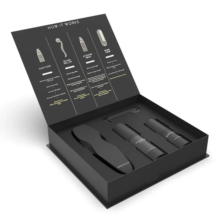 2025 Hot Sale Private Label 4PCS Premium Beard Kit for Men Grooming Care Beard Growth Kit With Beard Comb