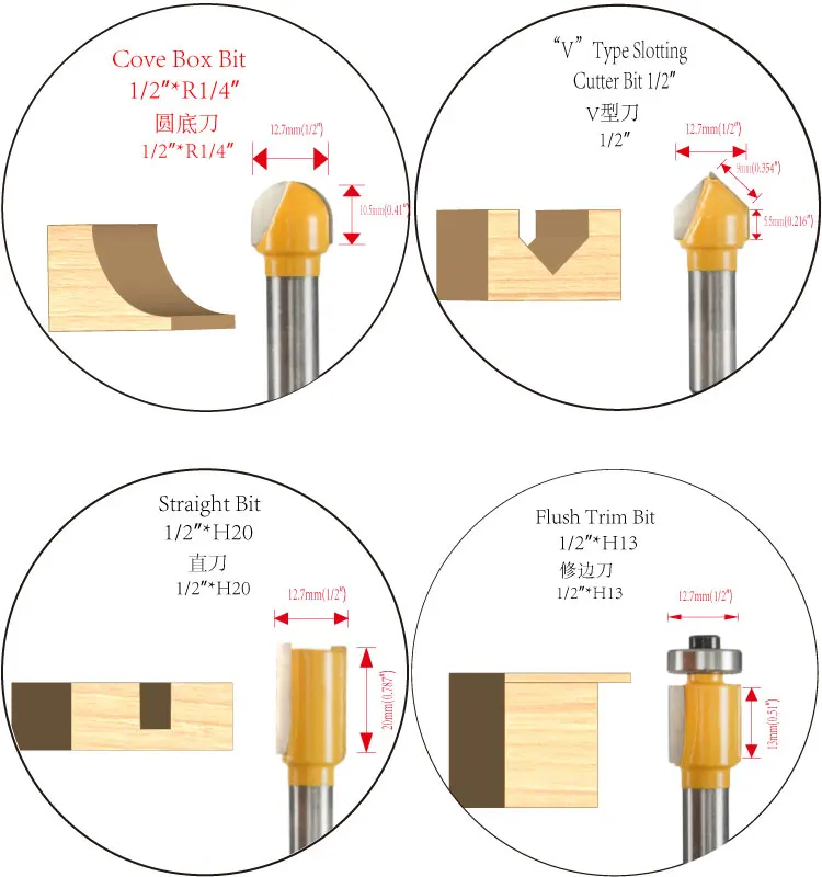 24pcs Router Bits Set Tool Set With Carrying Case Cnc Router Bits ...