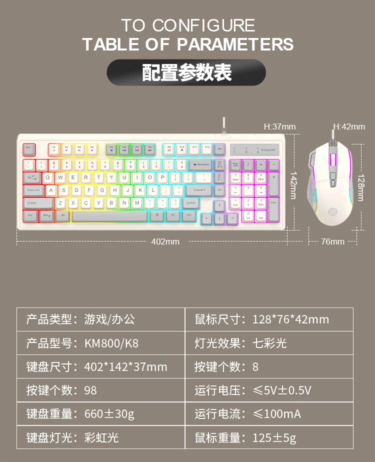 K-Snake KM800 Wired RGB Gaming Keyboard and Mouse Set - Ergonomic ...