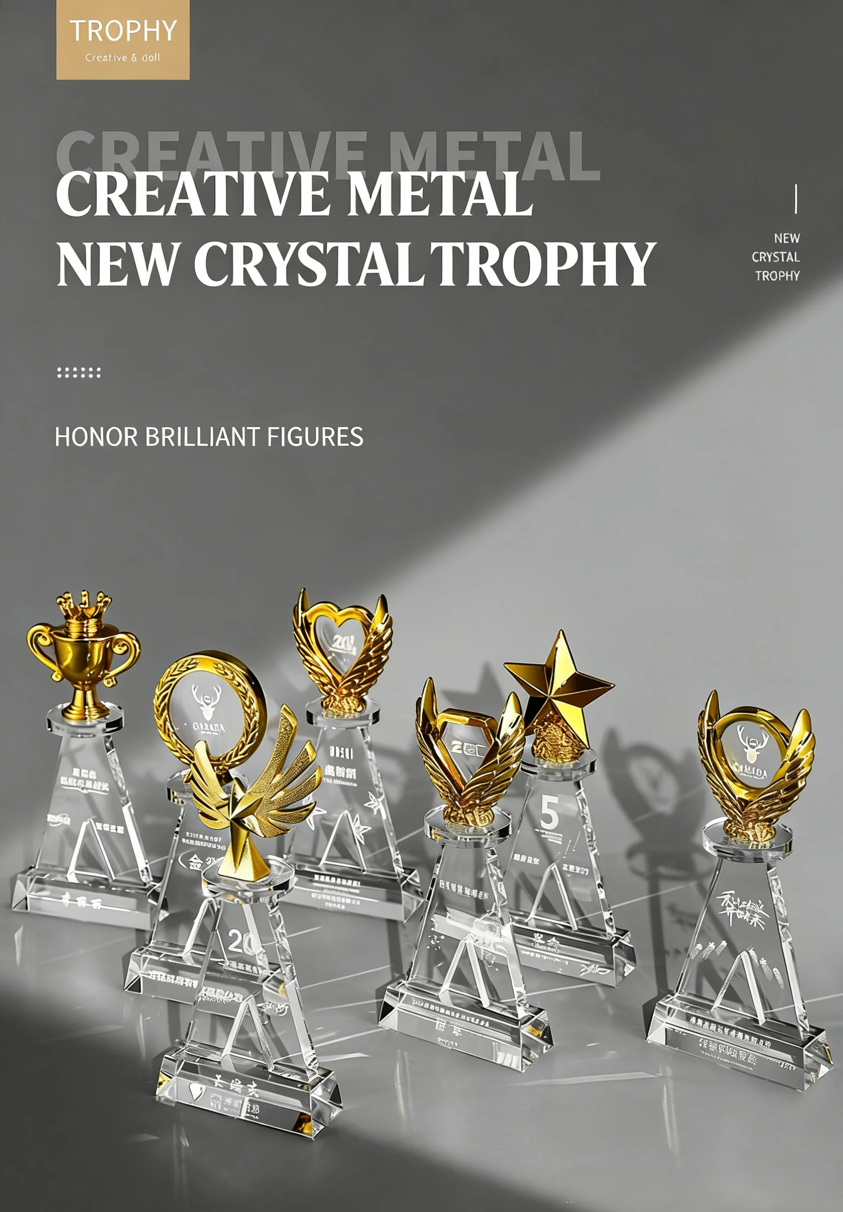 Custom K9 Metal and Crystal Glass Trophy Sports Event Souvenir Business Design with Base Gift preview 5