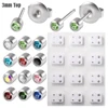 12Pairs-3mm Silver Mixed