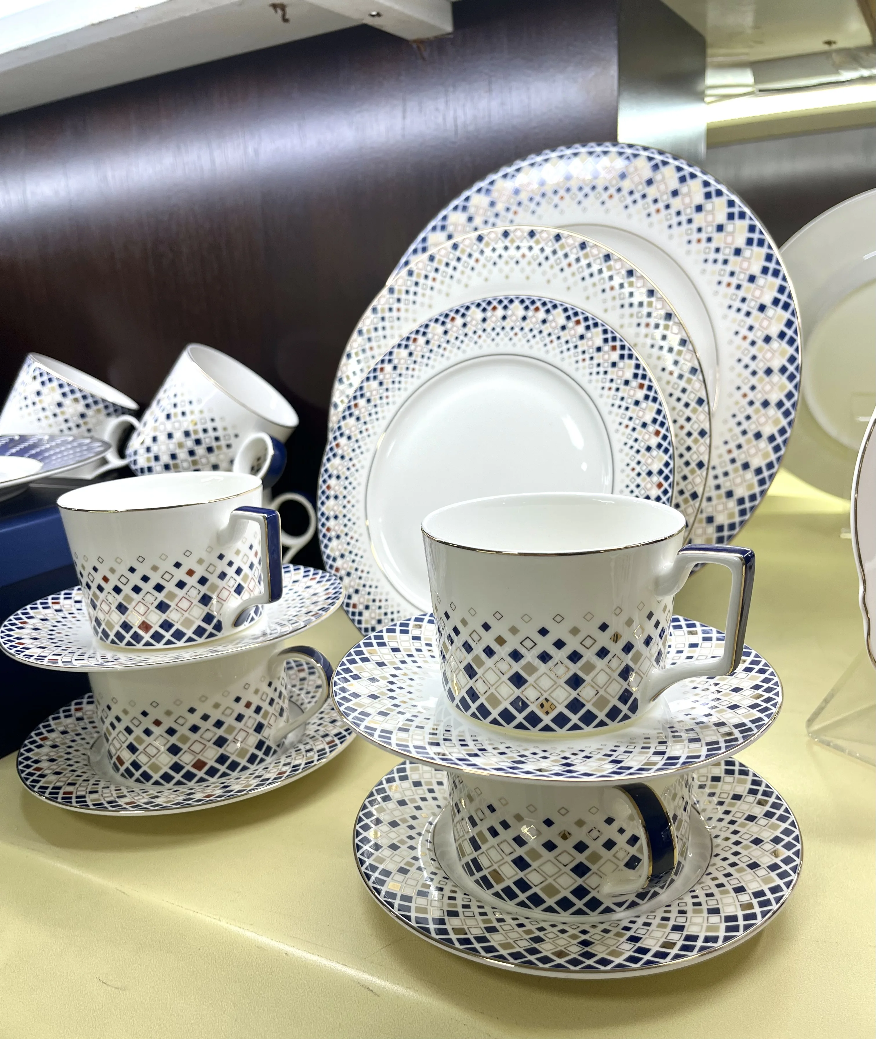 Taohui  Mosaic Series1 Set Cup Ceramic Tea Cup Porcelain Drinking Cappuccino 220ml Cups and Saucers manufacture