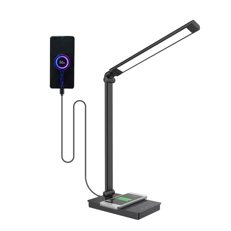 product wireless charger led desk lamp with double usb charging port for home office-37