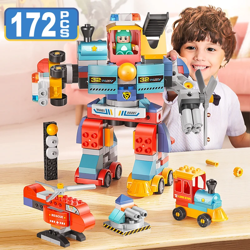 FEELO2024 Robot Building Blocks Super Machine Robot Building Blocks Bricks DIY Children's Heros Gifts Educational Toys for Kids