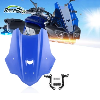 Déflecteur De Vent Pare-Brise Moto Réglable Universel - Compatible MT07 MT09 R1 R3 Z750 Z800 (Bleu)