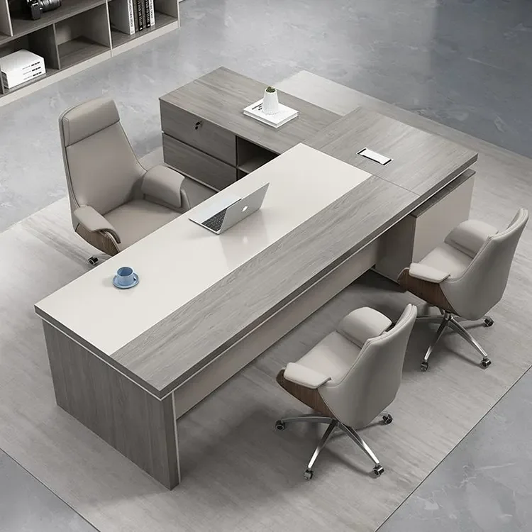Office Modern Executive l Shaped Computer Desk Ceo Manager Work Simple Furniture Luxury for Room Table Customizable With Drawers image 5