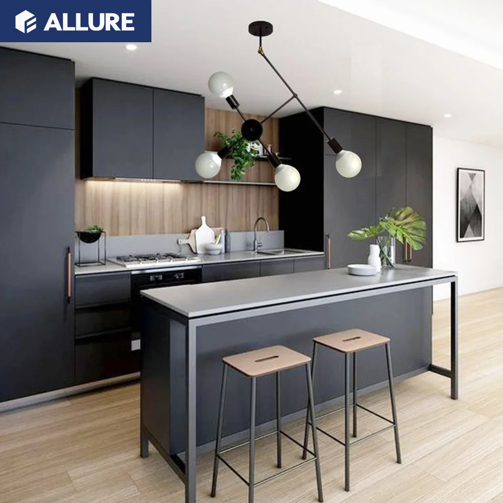 Allure Modern Designs of Built in Kitchen Hanging Cabinets Customized Durable White Lacquer Cabinet Kitchen Units Set Furniture