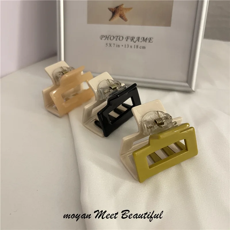 Корейские Новые двухцветные квадратные полые захваты для волос простые темпераментные сращивающиеся цветные зажимы с акулой женские ацетатные задней головки