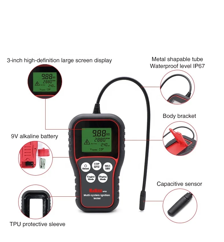 Obd2 Scanner Car Diagnostic Tool Auto Ignition Coil Tester and Fuel Injector Tester for Engine Gasoline Measurement AndDetection
