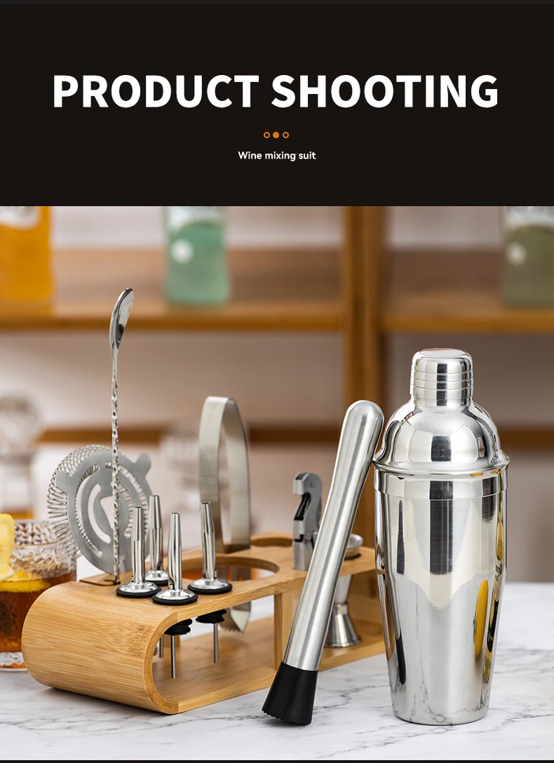 Cocktail Shaker Set 12pc Drink Shakers Cocktail With Bamboo Stand