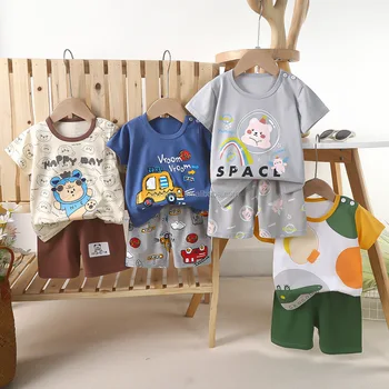 Hot Summer Sale Girls Boys Premium Clothing Set Short-Sleeved Suit for Kids Leisure Style Discounted Children's Clothing