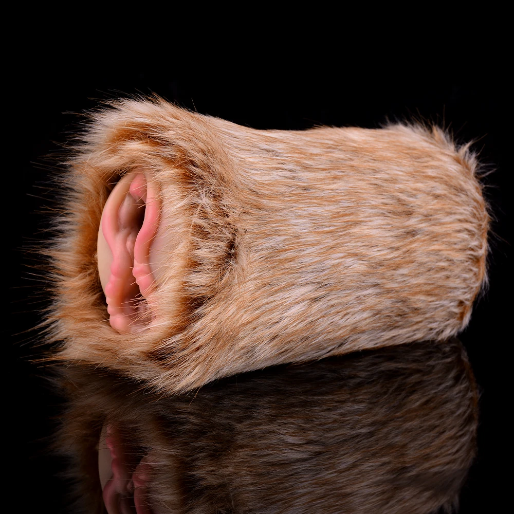 GEEBA Fantasy Male Masturbator with Artificial Fur Silicone Pocket Pussy  Animal Elk Vagina Anal Flexible Stroker Sex Toys