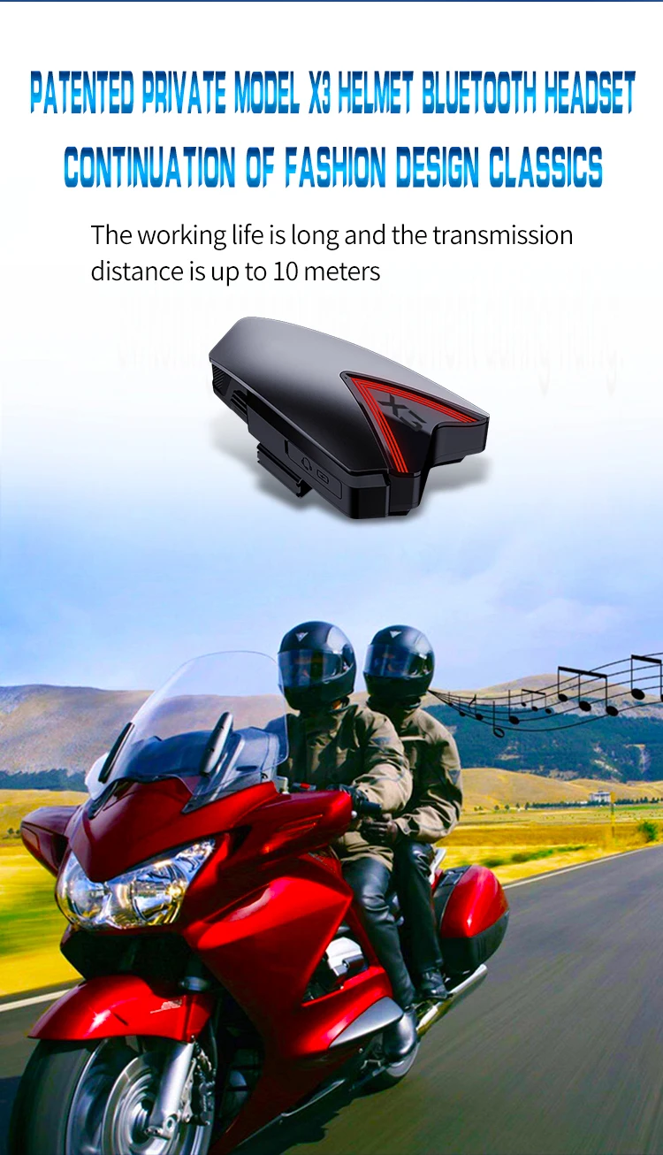 X3 Professional Full Duplex Headset 800 Meters Motorcycle