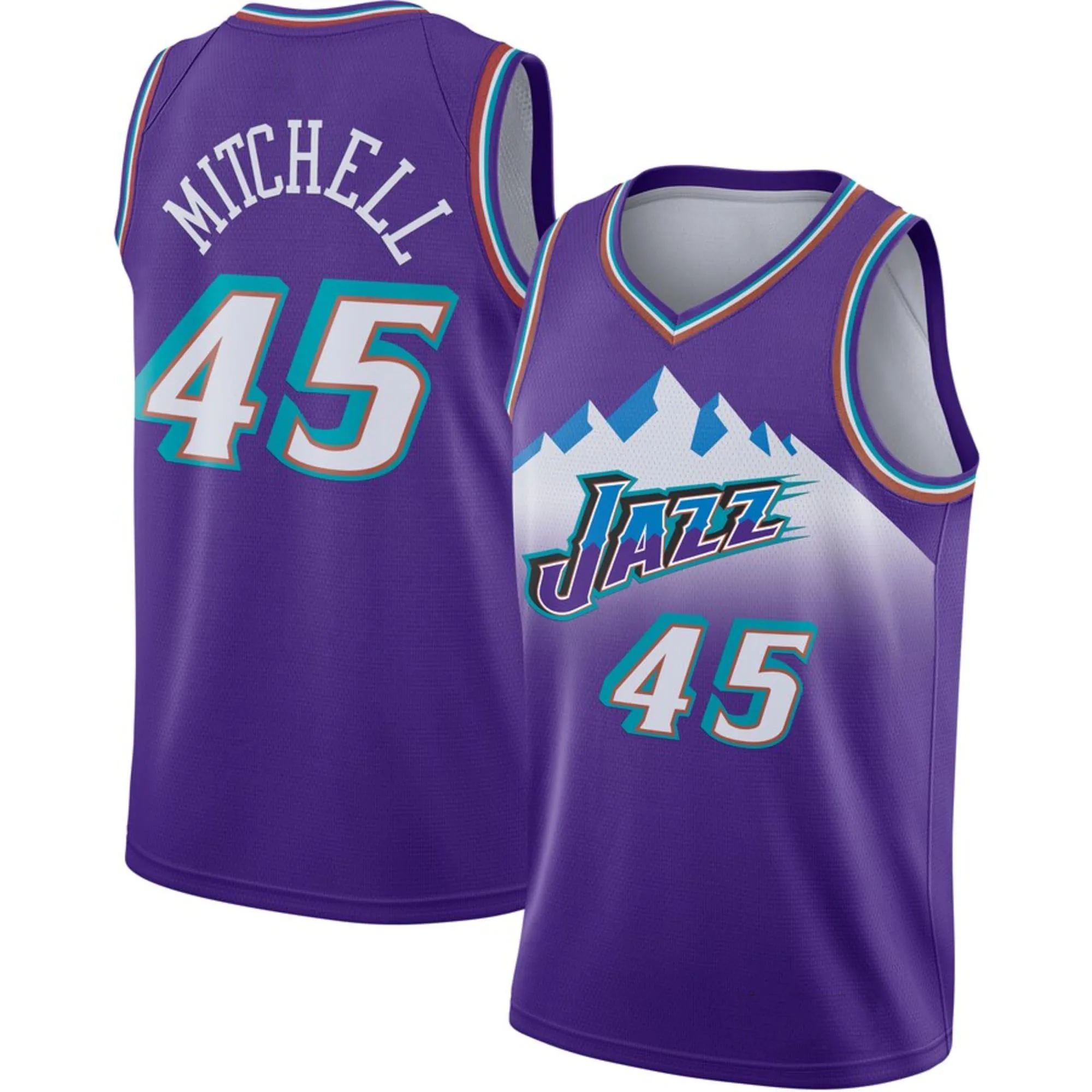 Wholesale Mens Utah jersey John 12 Stockton Karl 32 Malone Donovan 45  Mitchell Jazz Basketball Jerseys purple white From m.