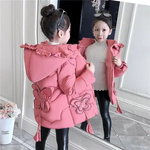 Customized Fashion Girls' Winter Children's Hooded Down Coat with Zipper Closure Korean & Western Style Clothes for Kids