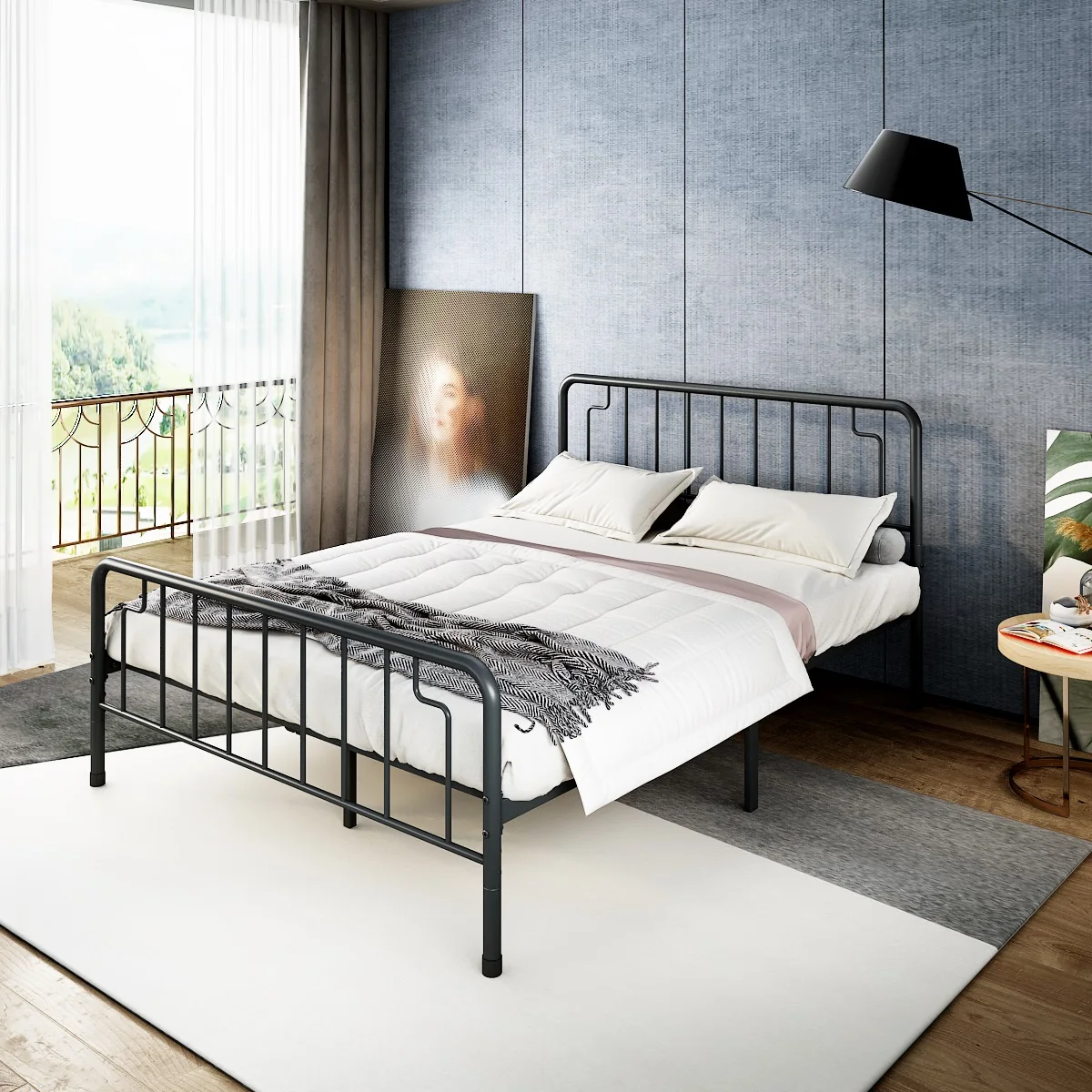 批发定制欧式加厚酒店铁艺床金属大床框架