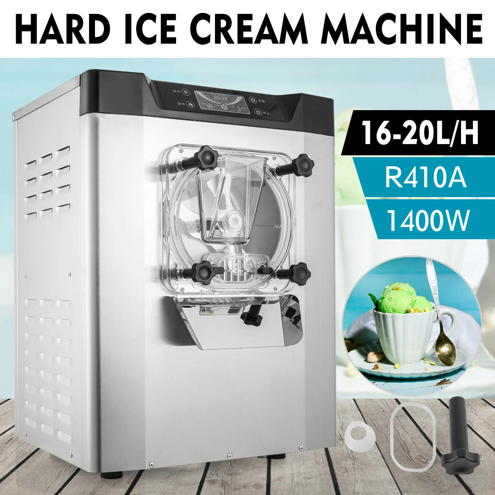 New Manufacture R410a 20l/h Hard Ice Cream Machine Table Top Ice Cream
