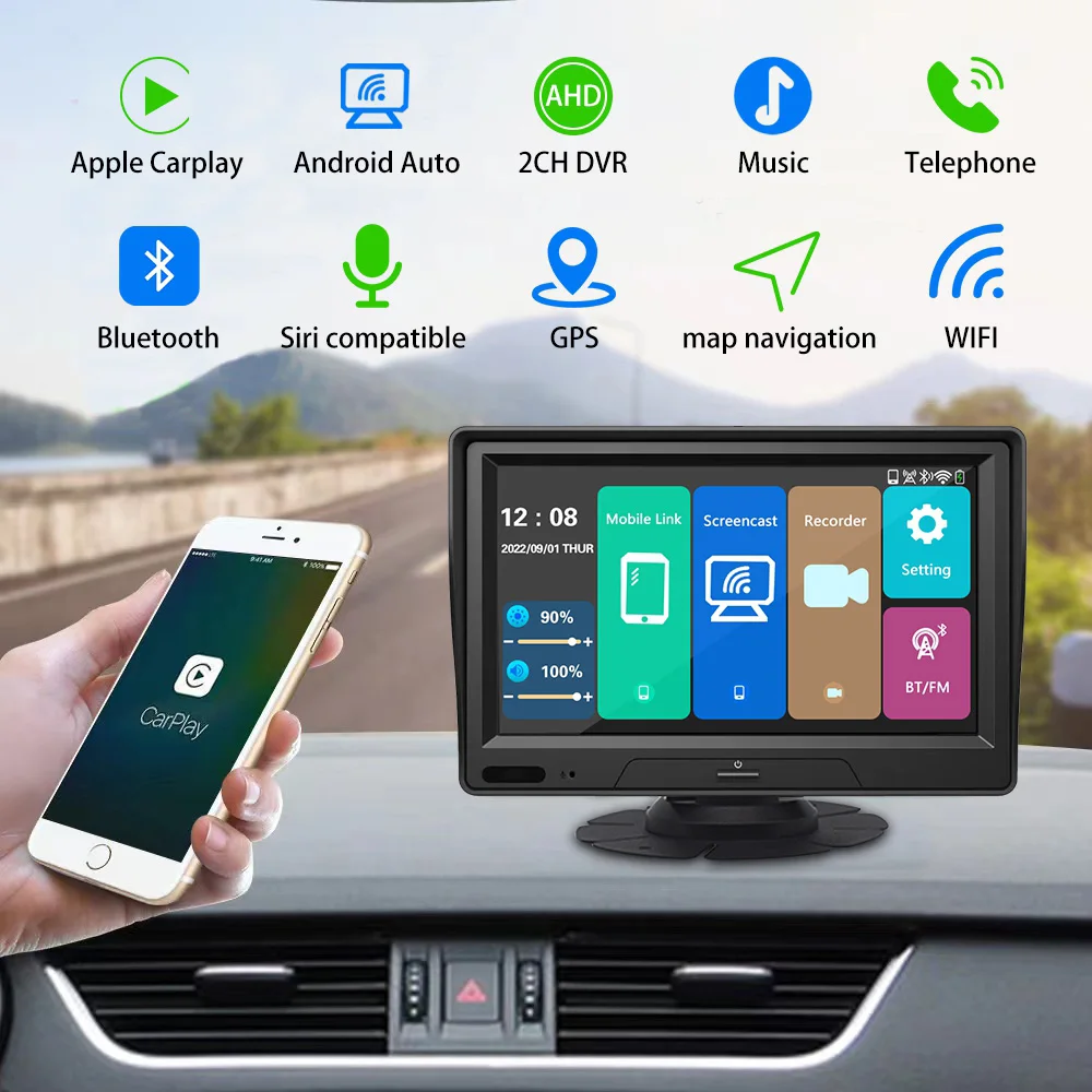 Universel écran de 7 pouces Carplay et Android Auto sans fil + caméra  arrière 1080P AHD - Rabais de 20%