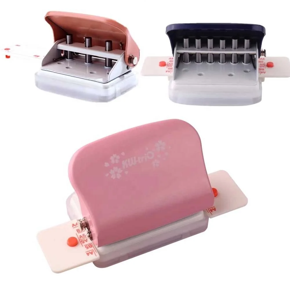 Симпатичный Бумажный Дырокол на 3/6 отверстий портативный ручной «сделай сам» дырокол для ежедневной бумаги размер B5/A5/A6/A7 с 5