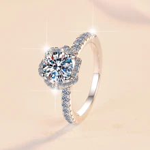 Fine Jewel 2024 New Fashion Round Bright Cut Diamond VVs1 Mosanite S925 Sterling Silver Ring for Woman Ladies Wedding Engagement