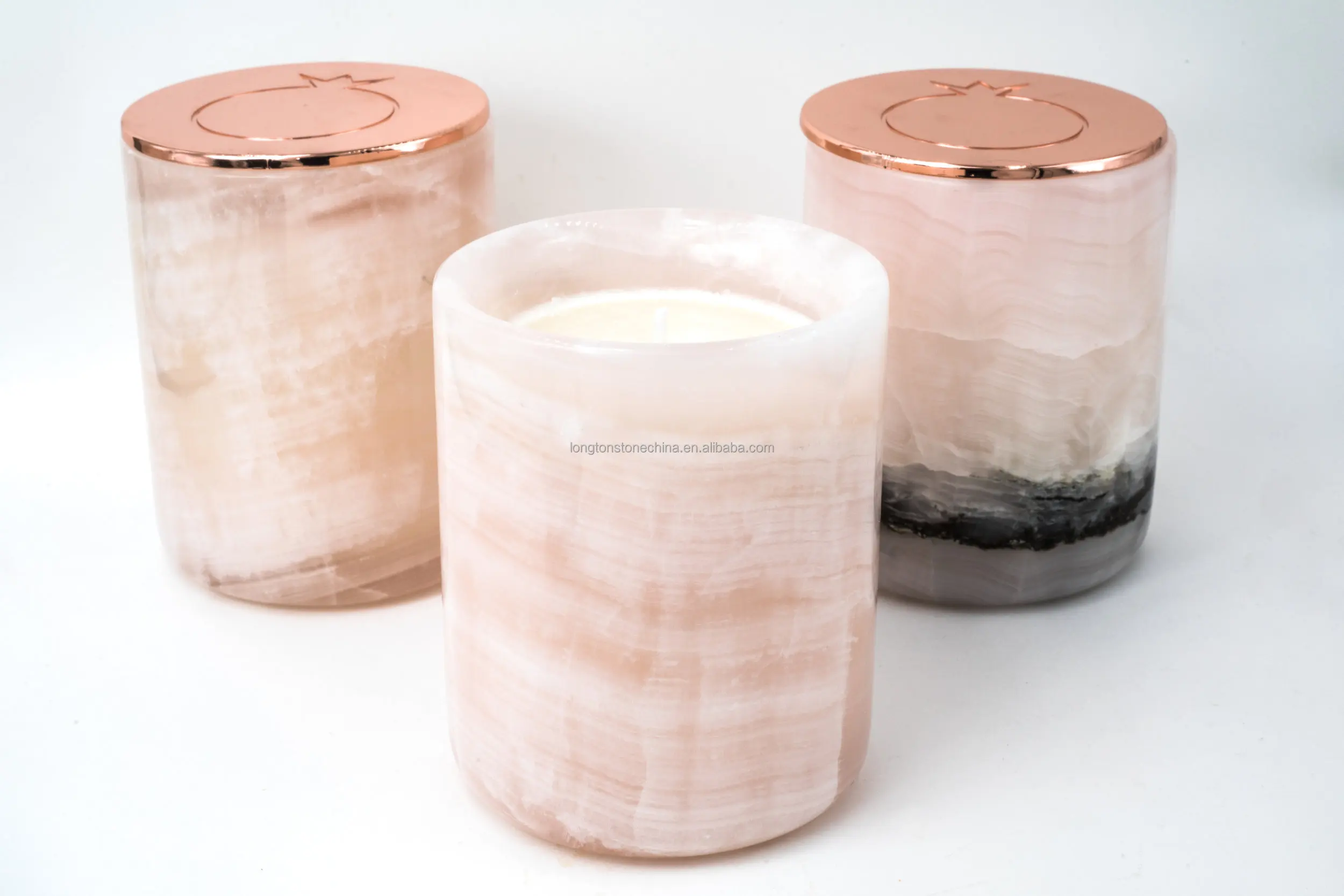 Wholesale Onyx Marble Candle Jar Holder Candle Vessels With Lid Home