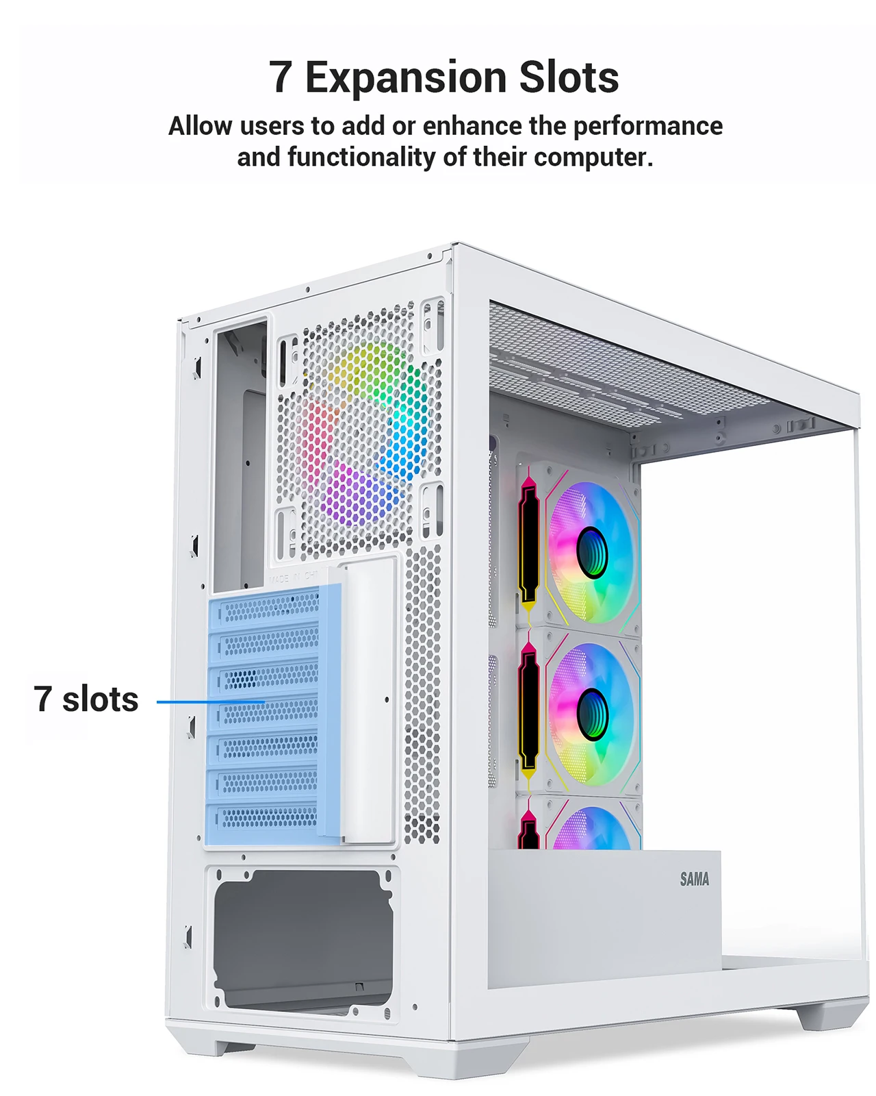 SAMA SV01 Midtower ATX Computer CPU White Cabinet Gaming Computer Case