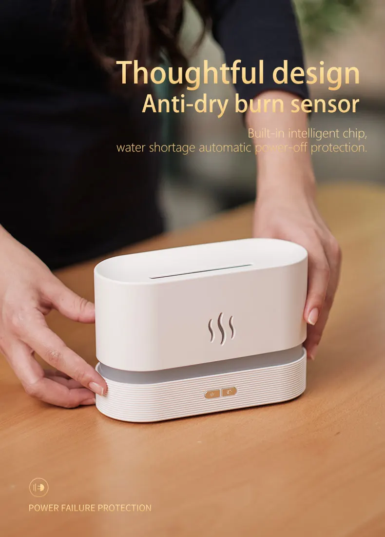 Hot Selling 180ml Air Scent Humidifier Simulation Flame Essential Oil Diffuser Portable LED Night Light Aroma Diffuser for Home