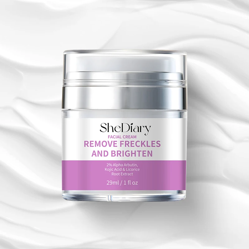 SheDiary OEM crema antienvejecimiento para pecas, crema hidratante blanqueadora a base de ácido kójico para manchas oscuras de melasma y brillo de melanina