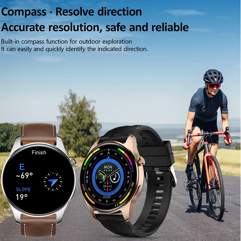 HK4 HERO Smart Watch Men Women LTPO AMOLED Screen NFC Compass Smartwatch  Blood Oxygen Pressure Sport Watch for Android IOS