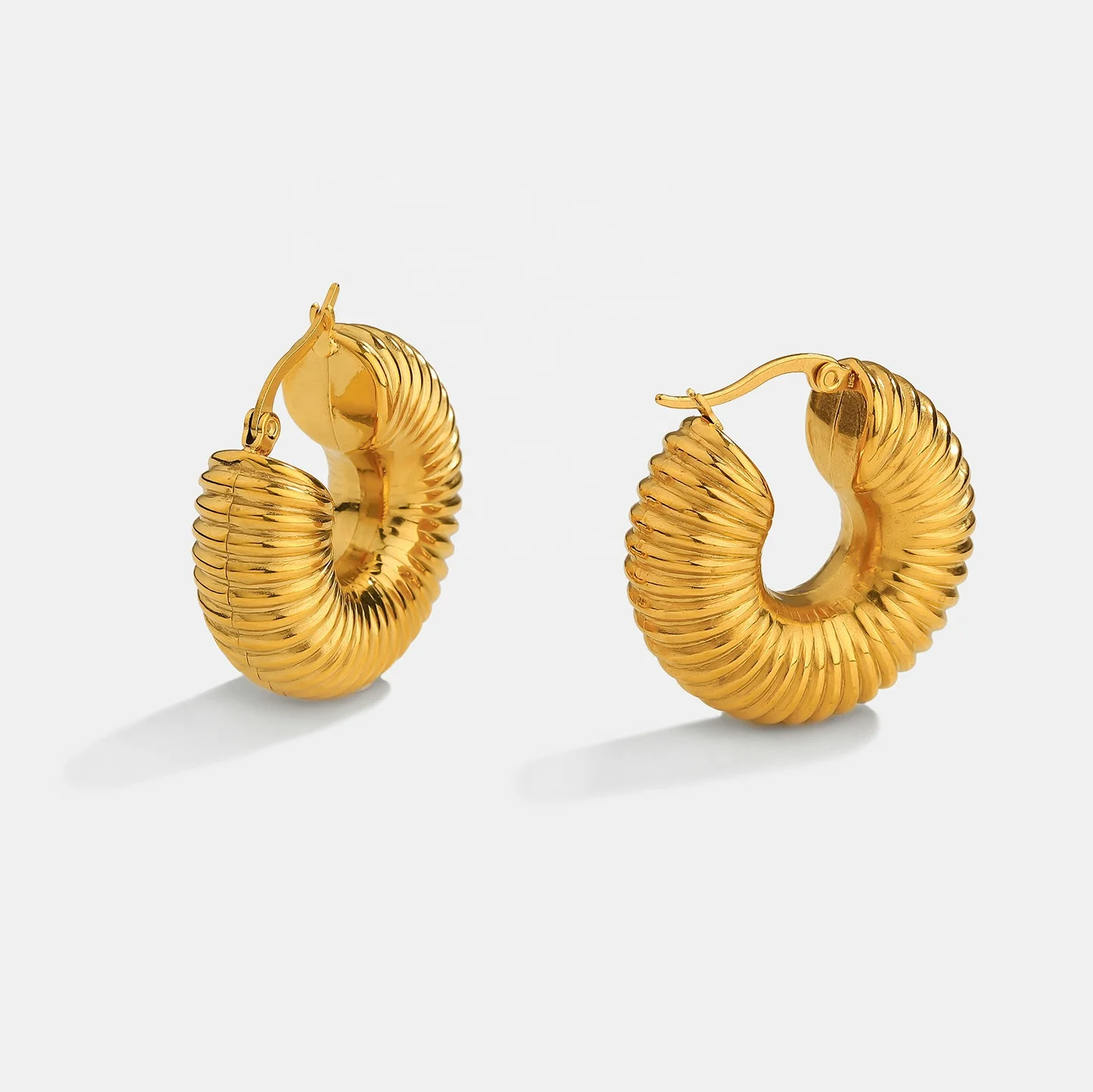 Snail Shell Hollow Statement Chunky Earrings Stylish 18K Gold Plated Stainless Steel Hoop Earrings