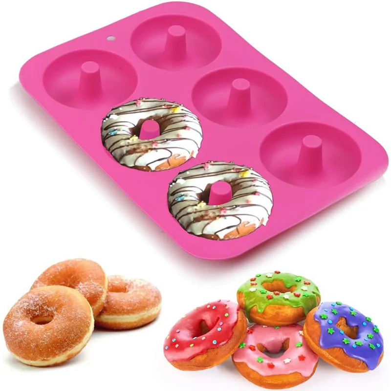 Heat Resistant and Microwave Safe 6-Hole Food Grade Silicone Donut Mold Baking Pan for Cake Tools factory