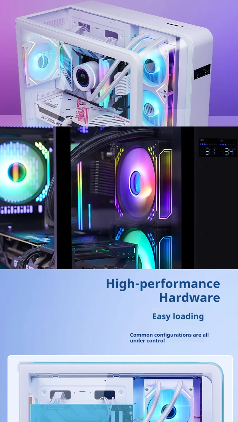 Altos Computer Case Aluminum Full Tower ATX PC Case with Tempered Glass for Gaming Desktop ...