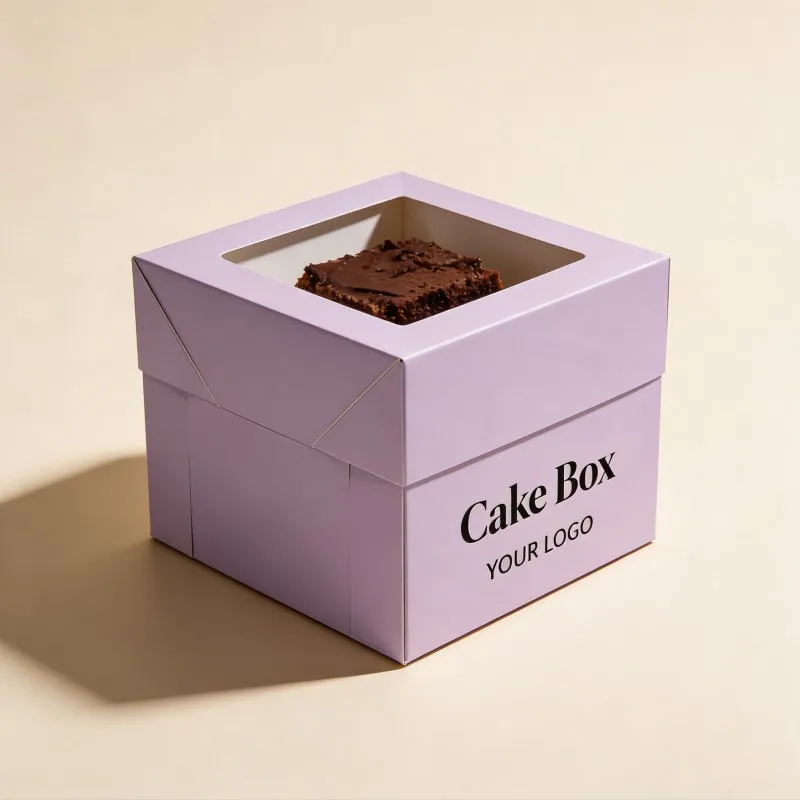 Scatola per torte in carta alimentare con finestra in PET, inchiostro a base di soia, design personalizzato, scatola economica per torte in carta, rettangolare, scatola per torte in cartone di alta qualità