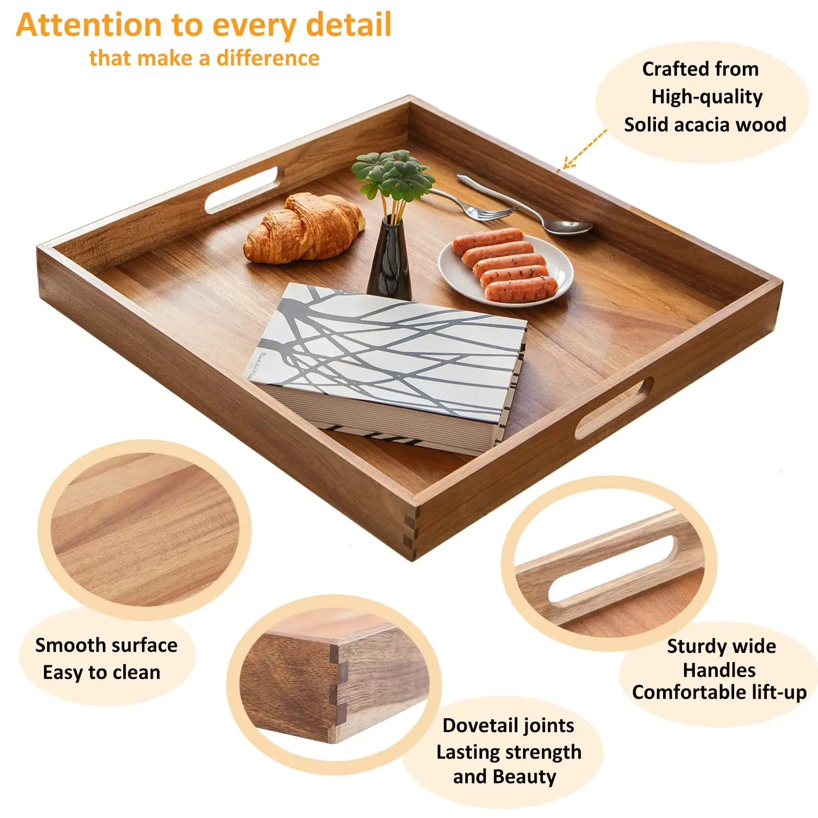 product custom wood serving tray handmade rustic wooden platter with handles for coffee table bar  kitchen food safe serving board-7