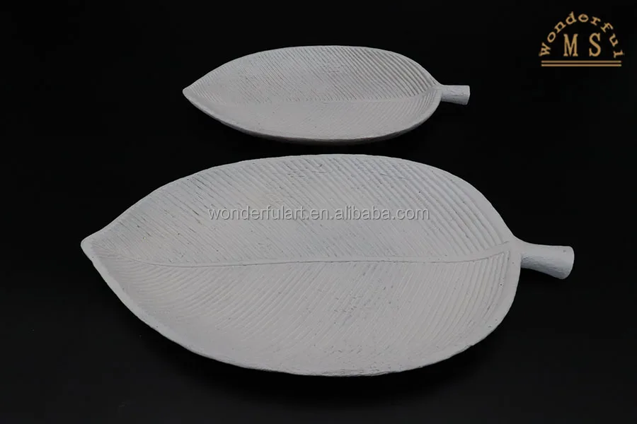 White Leaf Shape Plate Ceramic Dinner Plate Dish Tray Eco-friendly Dinner Snack Serving Platter Tableware for Home Restaurant