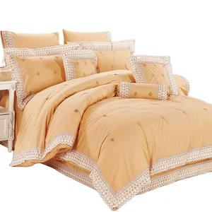 KOSMOS Luxury Embroidered Lace Microfiber Fabric Bed Comforter Set with Filling