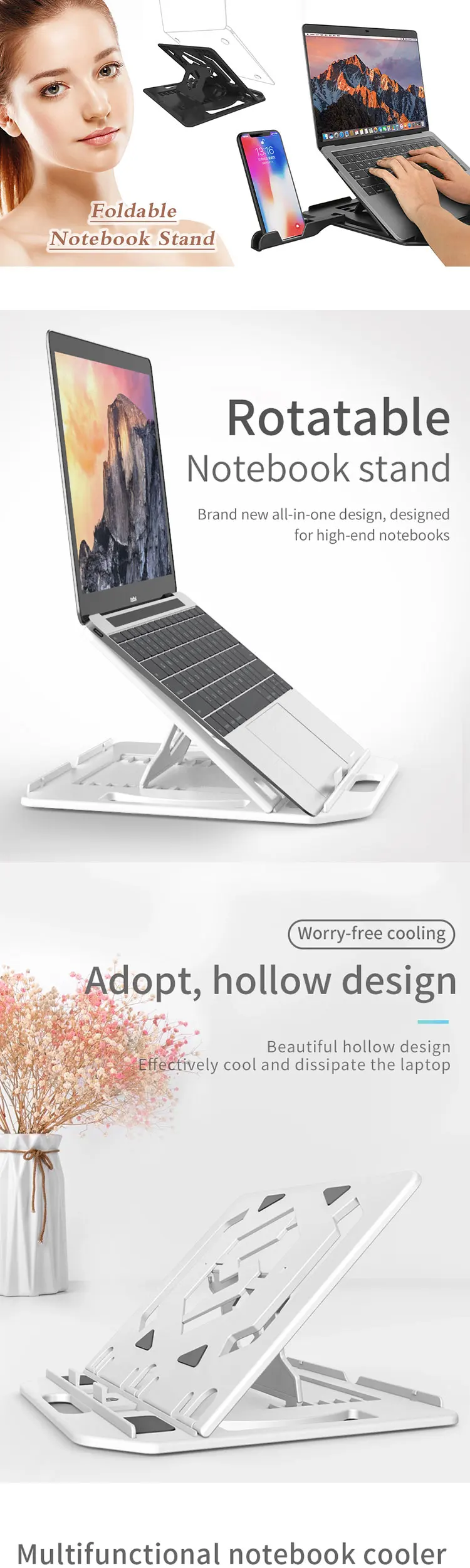 Accessories Desktop Notebook Phone Holder Height Adjustable Foldable Laptop Stand
