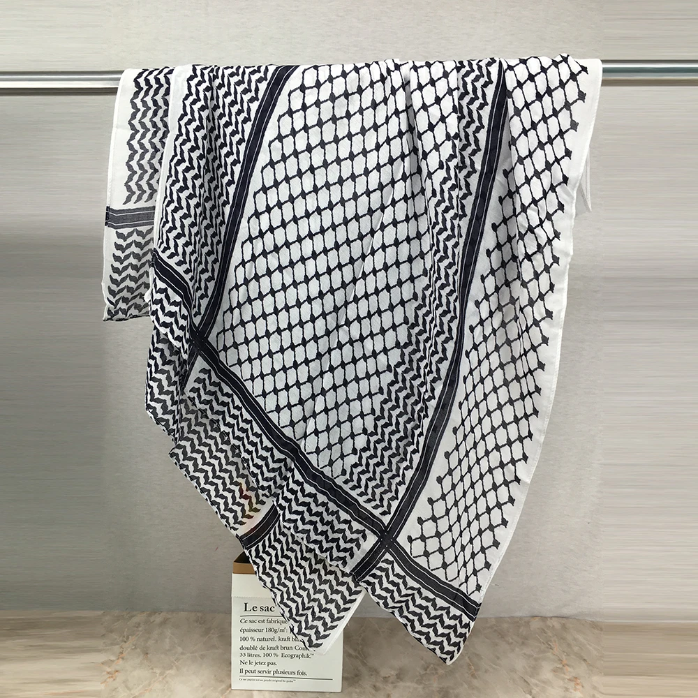 Sciarpa Palestinese Keffiyeh In Chiffon: Copricapo Leggero E Versatile Per Donna/Uomo (180x70 Cm, Stampa Stilizzata)