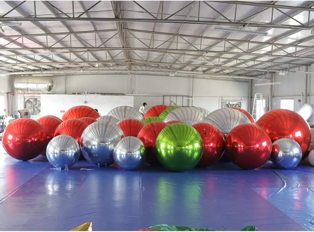 Pvc Big Giant Inflatable Mirror Ball Colorful Silvery Gold Red Blue