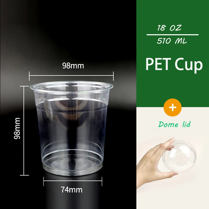 98MM 18oz PET Cold Drink Cup Disposable Transparent Cup Coffee Takeaway Cup 500ml manufacture