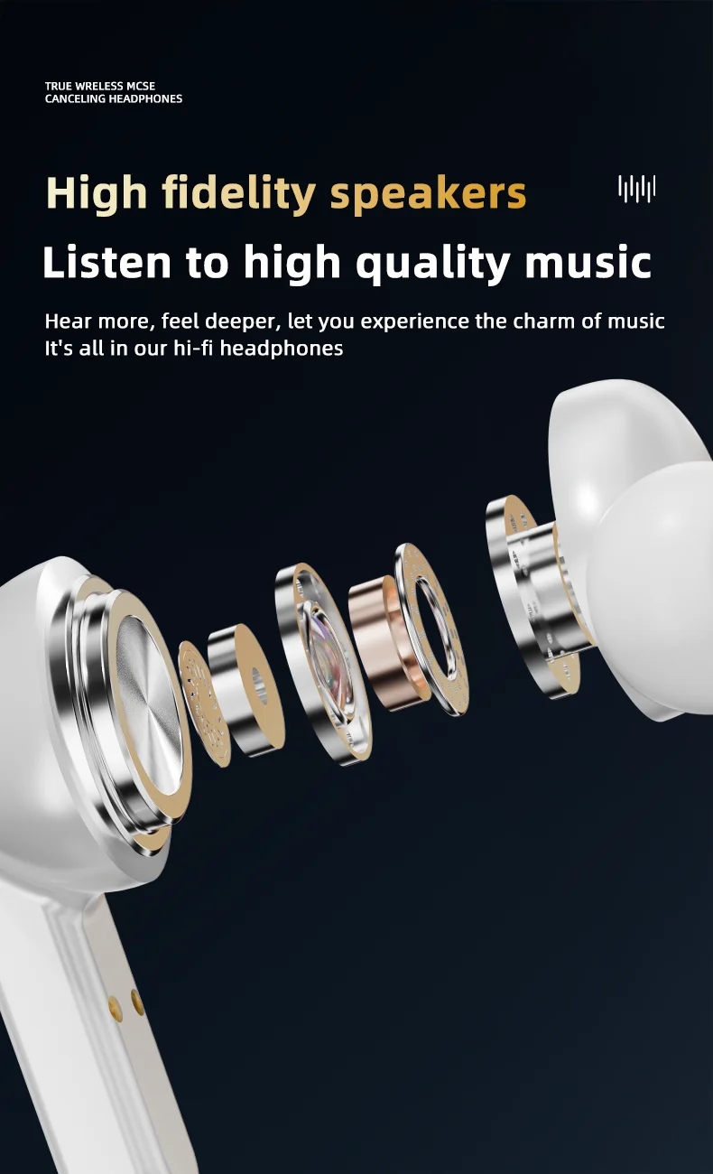TWS WT-7 Earphone Wireless BT V8 Earbuds ANC Noise Cancelling Headphone In Ear Touch Screen Controls Headset
