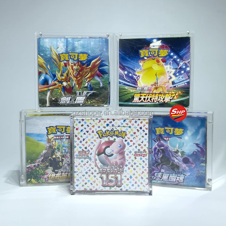 SHP Custom Clear Acrylic Japanese Pokemon Cards Booster Box Large Size  Expansion Pack Regular Size High Class Booster Box Case
