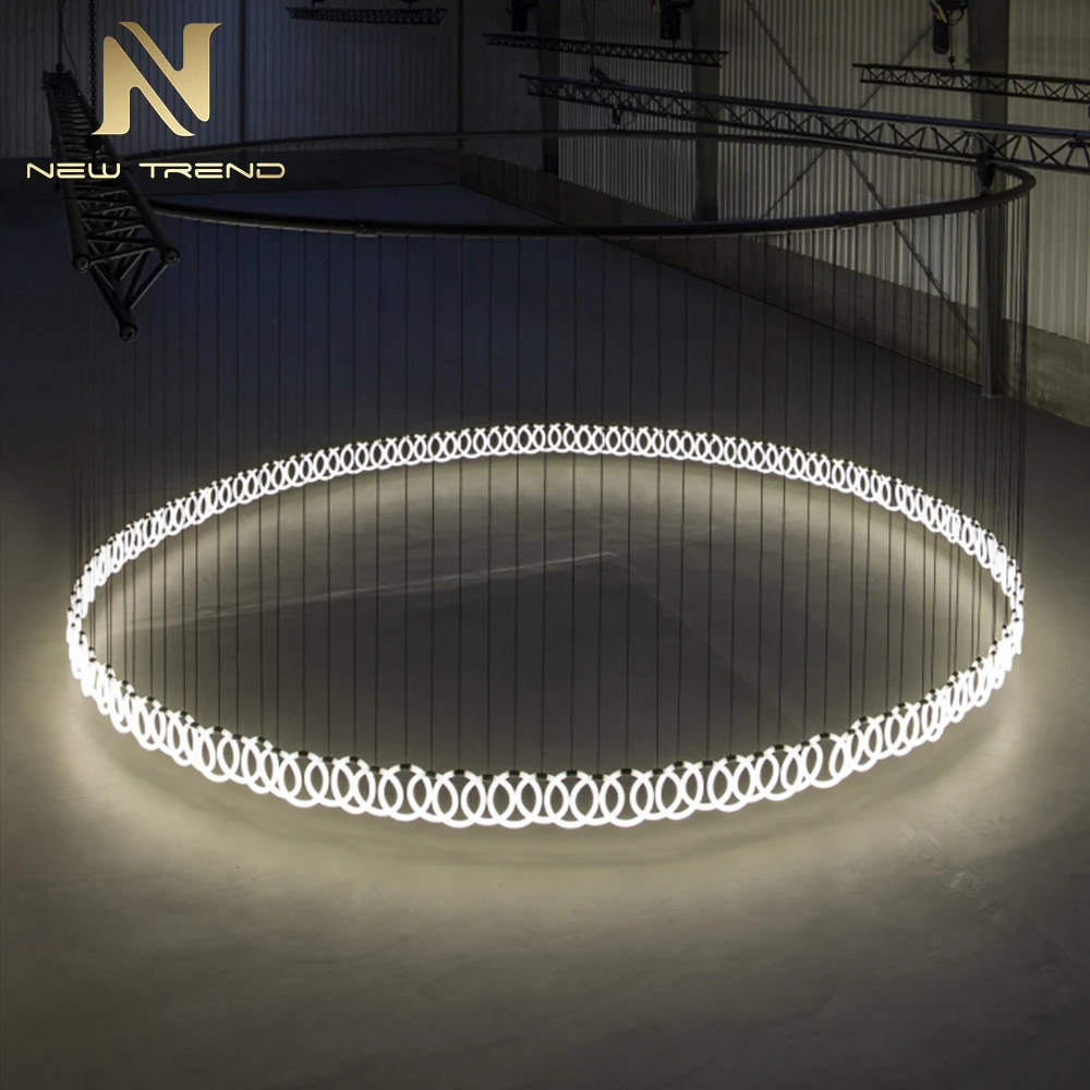 CPL-489 Contemporary Circular LED Chandelier – Minimalist Architectural Halo Light for High-Ceiling Villa & Project