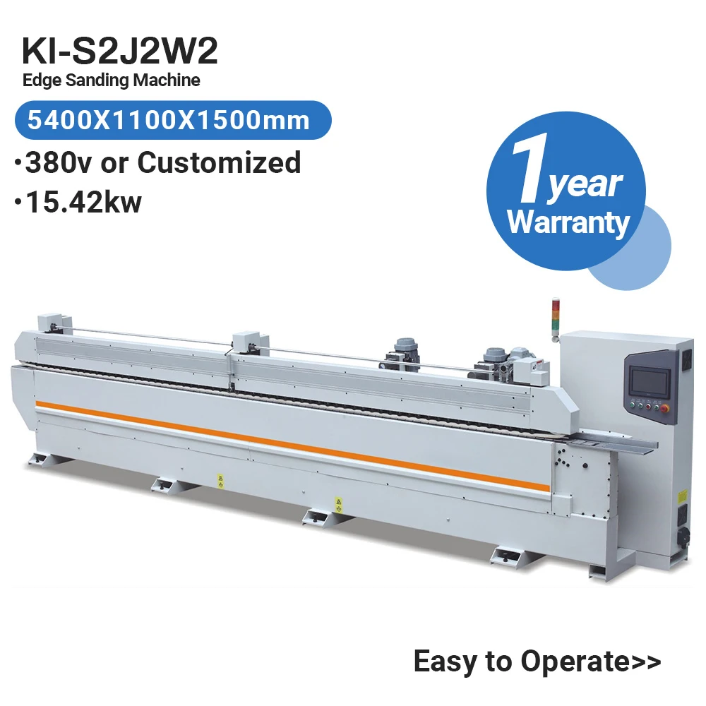 KINGISO Mdf Wood Automatic Furniture Edge Sanding Machine Straight Line Profile Brush Sander Edge Polishing Machine