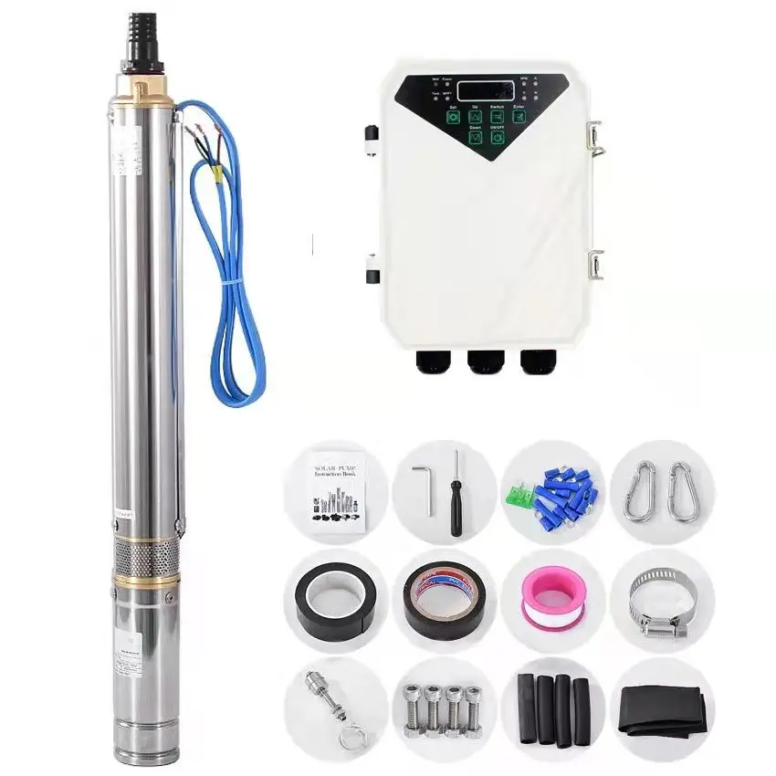 Solar Inverters Panels Deep Well Submersible Pump Full Set Agriculture Irrigation Farm Solar Water Pump