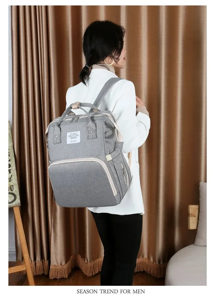 Wholesale Hot Travel Multifunctional Mom Backpack Folding Crib Usb Baby  Diaper Bag With Changing Bed - Main Image
